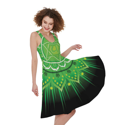 Anahata Chakra Mandala Print Women's Sleeveless Dress