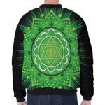 Anahata Chakra Mandala Print Zip Sleeve Bomber Jacket