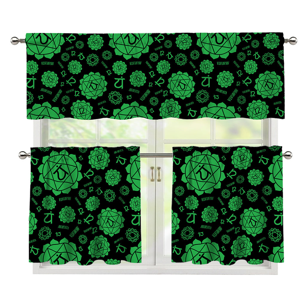 Anahata Chakra Pattern Print 3 Piece Kitchen Curtains