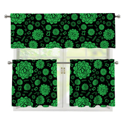 Anahata Chakra Pattern Print 3 Piece Kitchen Curtains