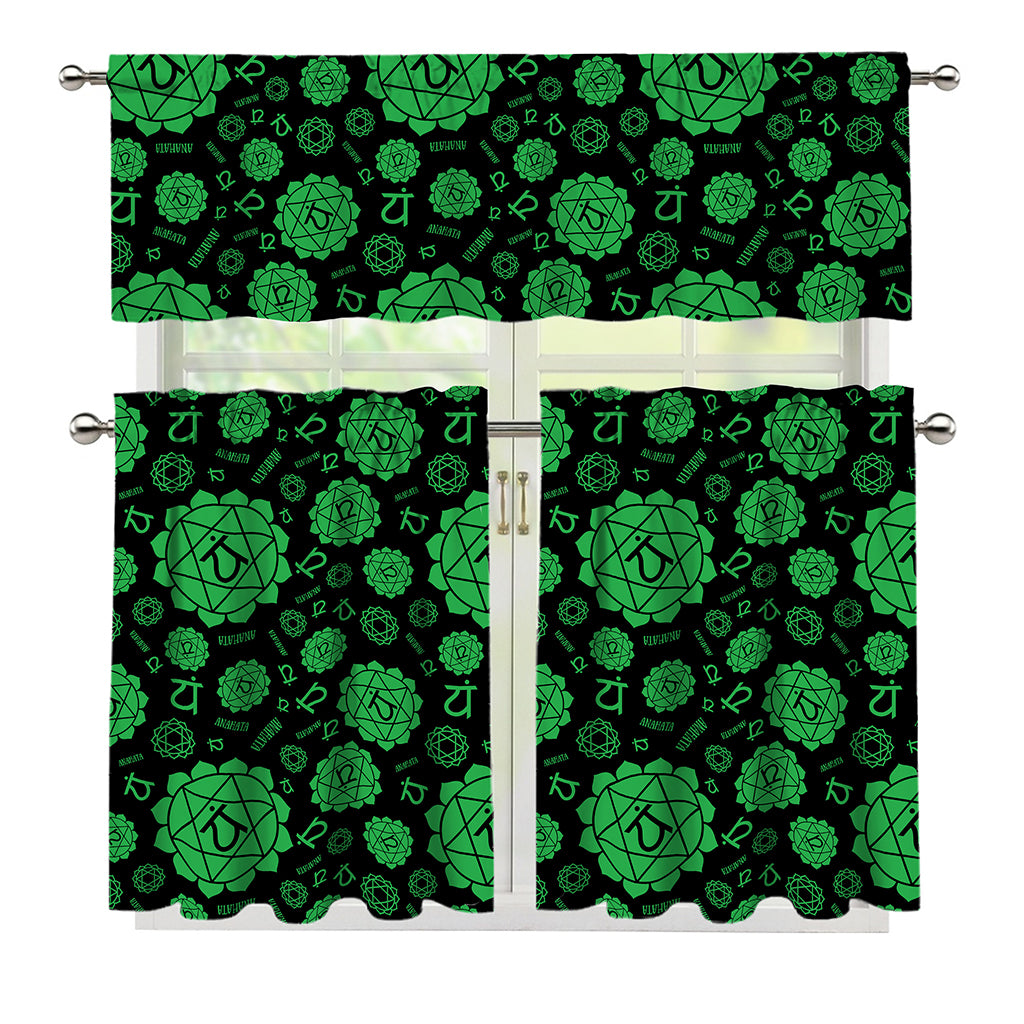 Anahata Chakra Pattern Print 3 Piece Kitchen Curtains