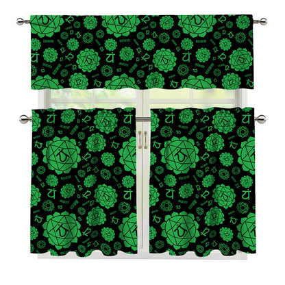 Anahata Chakra Pattern Print 3 Piece Kitchen Curtains