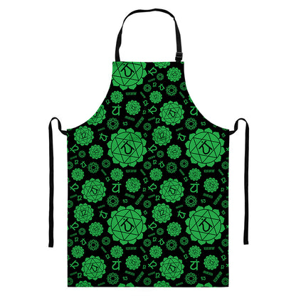 Anahata Chakra Pattern Print Bib Apron With Pocket