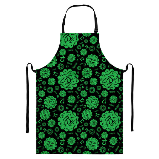 Anahata Chakra Pattern Print Bib Apron With Pocket