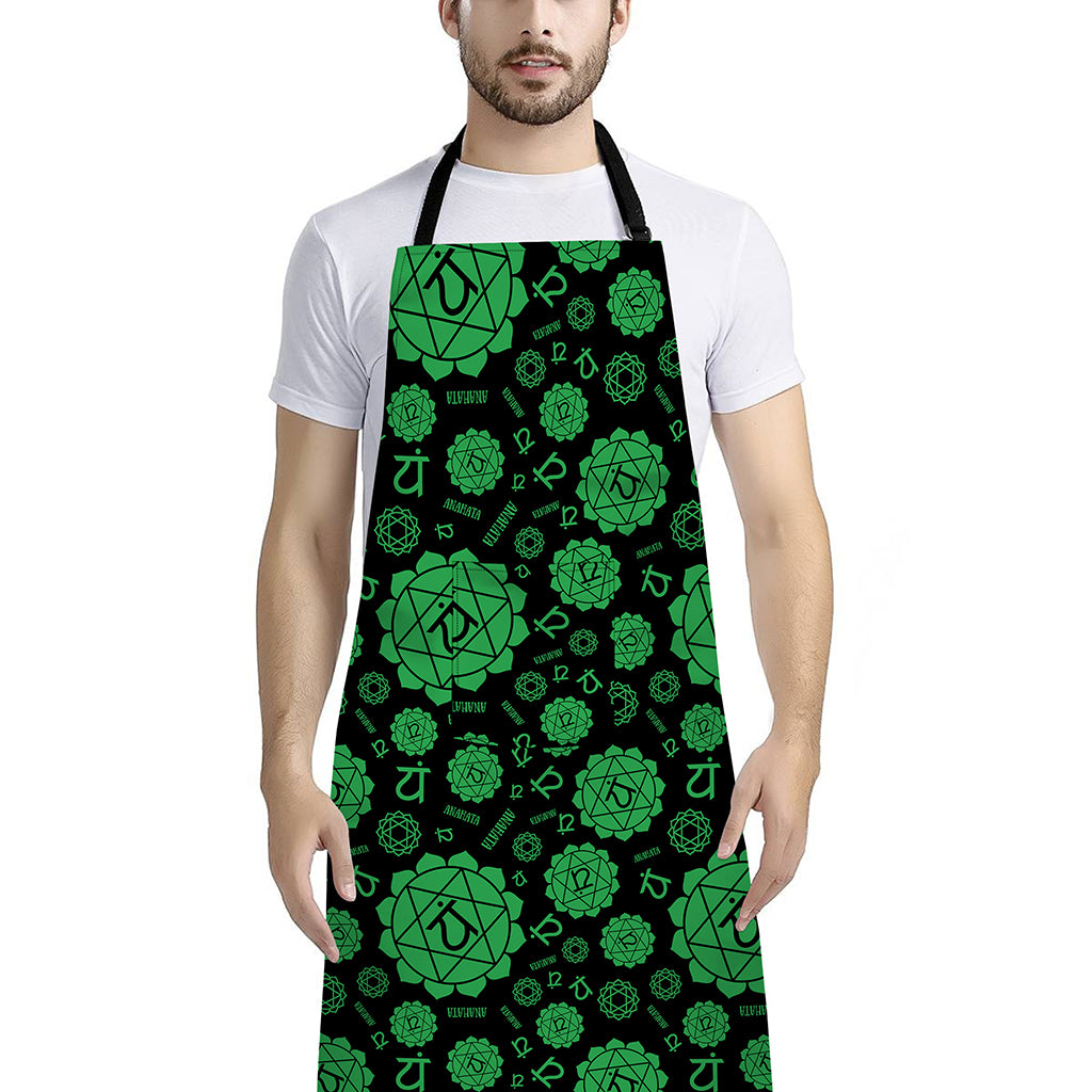 Anahata Chakra Pattern Print Bib Apron With Pocket