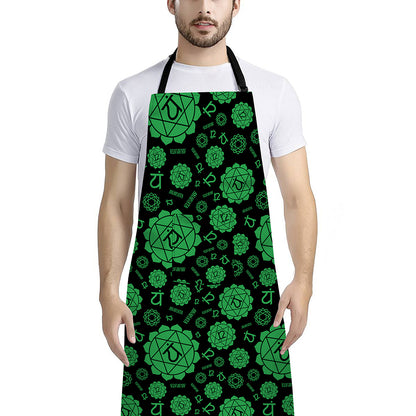 Anahata Chakra Pattern Print Bib Apron With Pocket