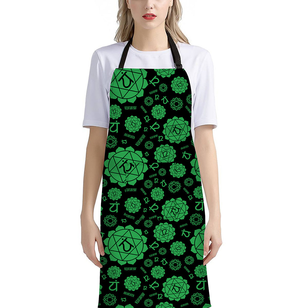Anahata Chakra Pattern Print Bib Apron With Pocket