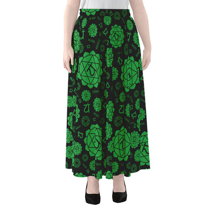 Anahata Chakra Pattern Print Chiffon Maxi Skirt