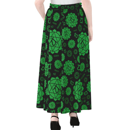 Anahata Chakra Pattern Print Chiffon Maxi Skirt