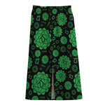 Anahata Chakra Pattern Print Cotton Front Slit Maxi Skirt