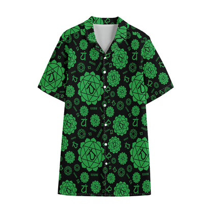 Anahata Chakra Pattern Print Cotton Hawaiian Shirt