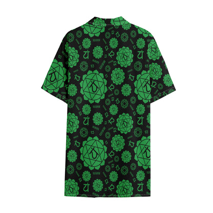 Anahata Chakra Pattern Print Cotton Hawaiian Shirt