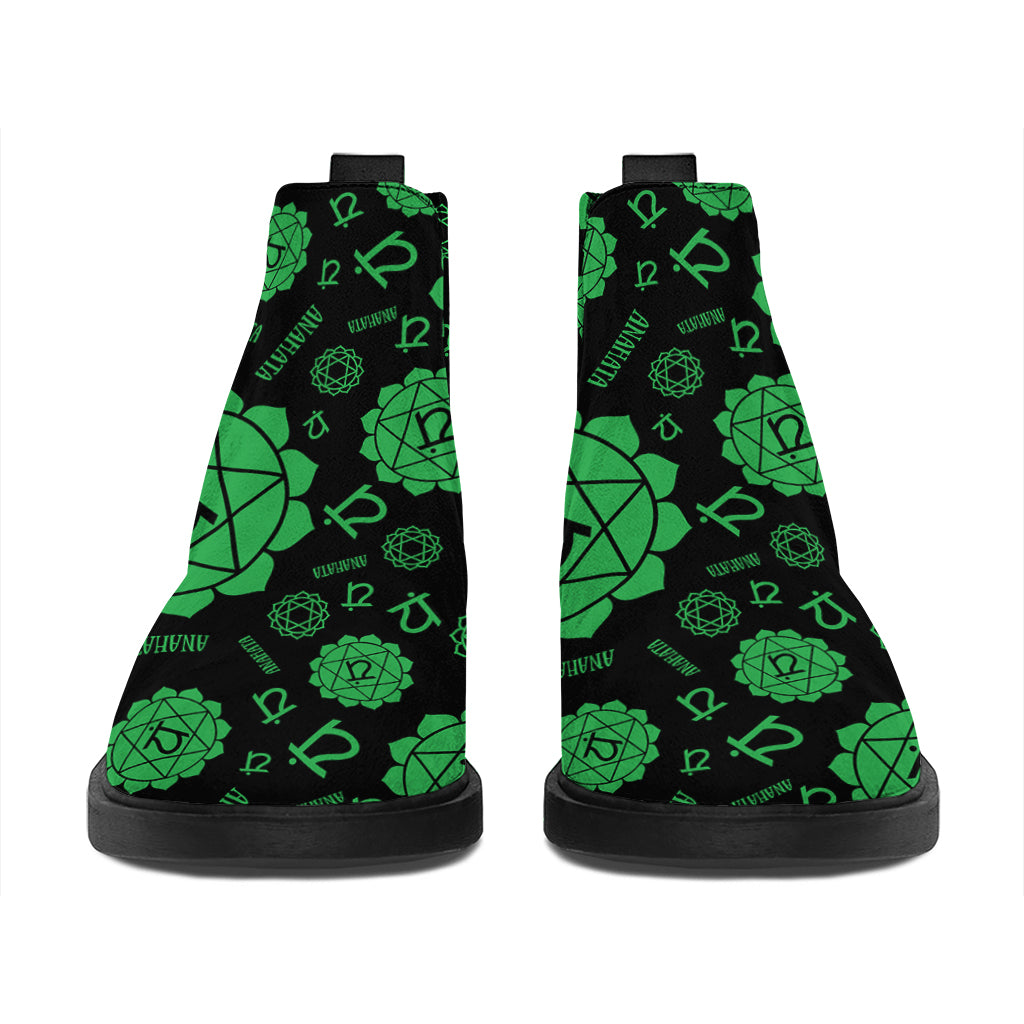 Anahata Chakra Pattern Print Flat Ankle Boots