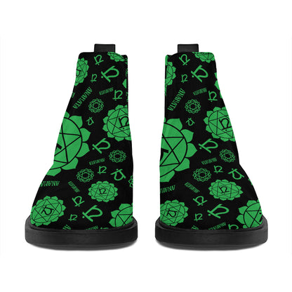 Anahata Chakra Pattern Print Flat Ankle Boots
