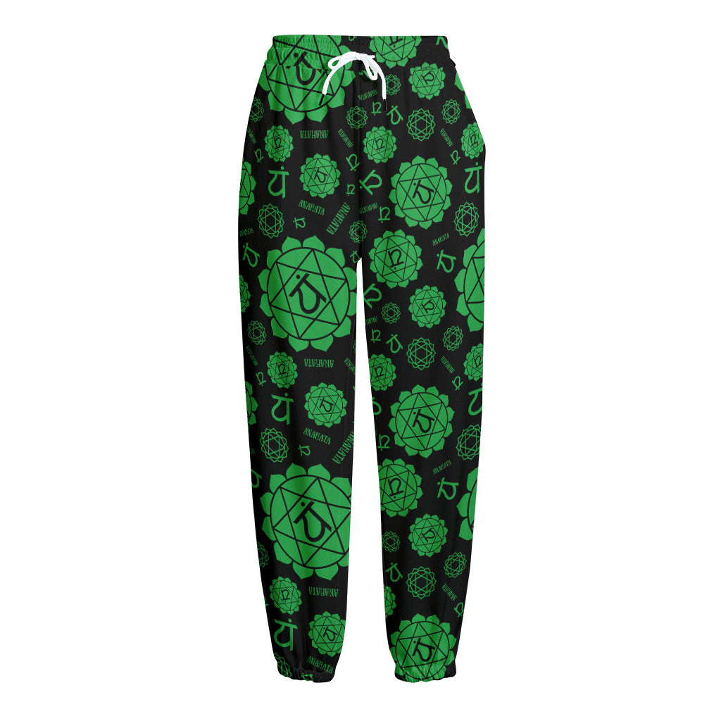 Anahata Chakra Pattern Print Fleece Lined Knit Pants