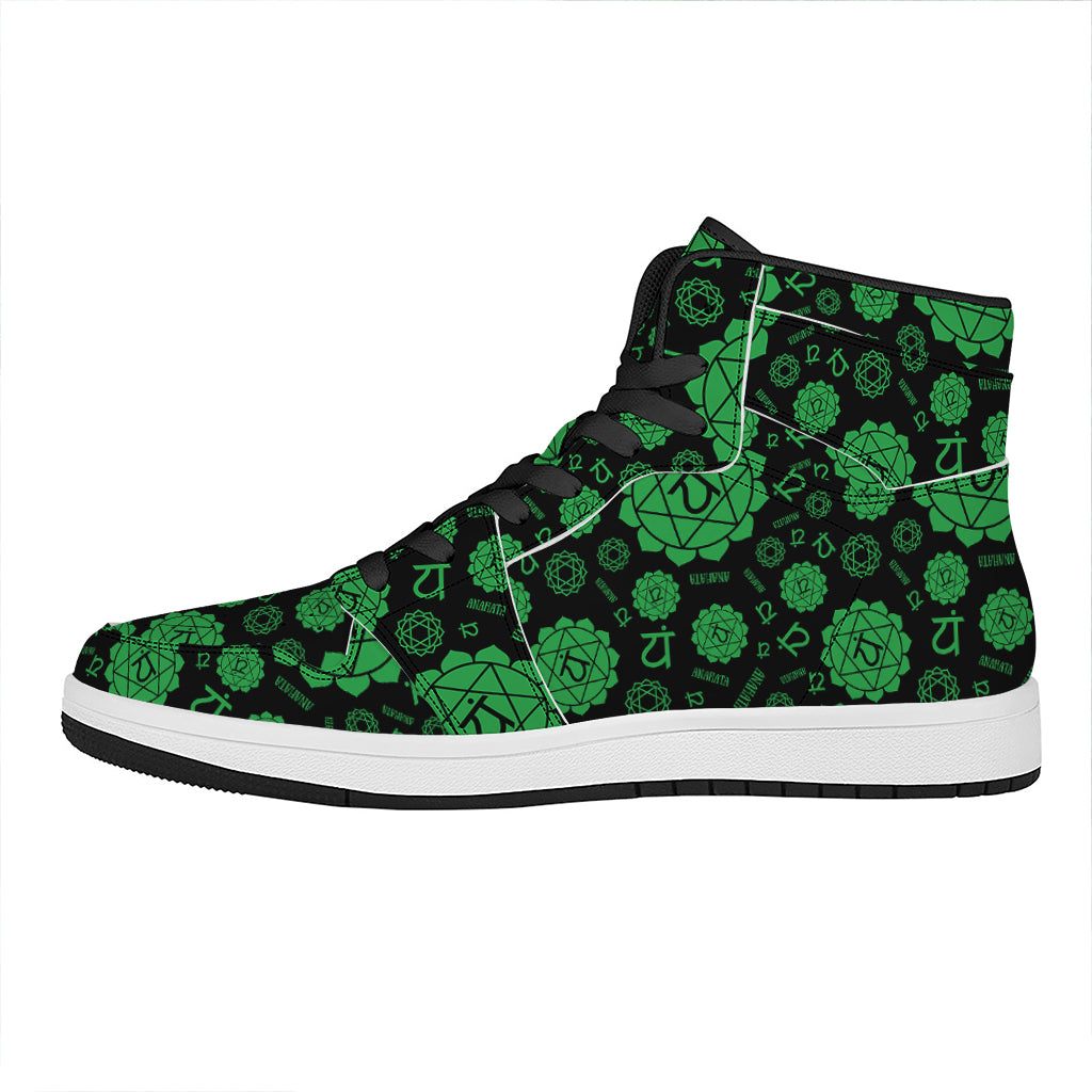 Anahata Chakra Pattern Print High Top Leather Sneakers