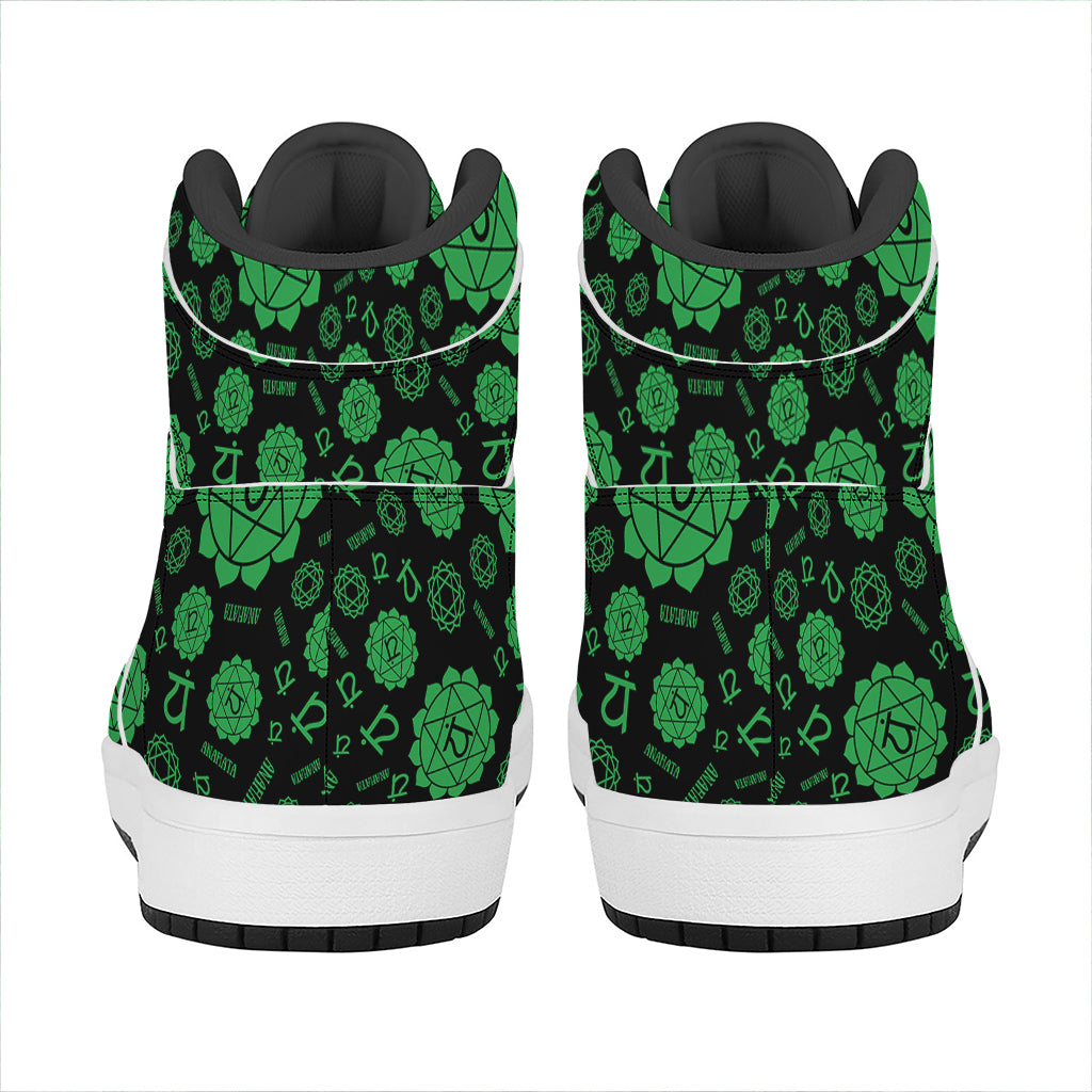 Anahata Chakra Pattern Print High Top Leather Sneakers