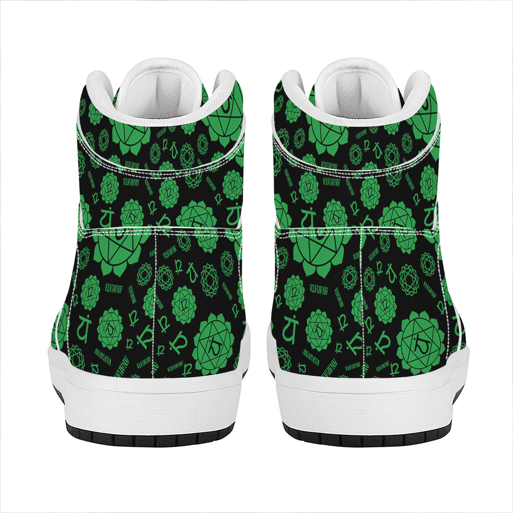 Anahata Chakra Pattern Print High Top Leather Sneakers