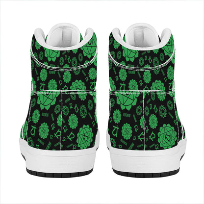 Anahata Chakra Pattern Print High Top Leather Sneakers