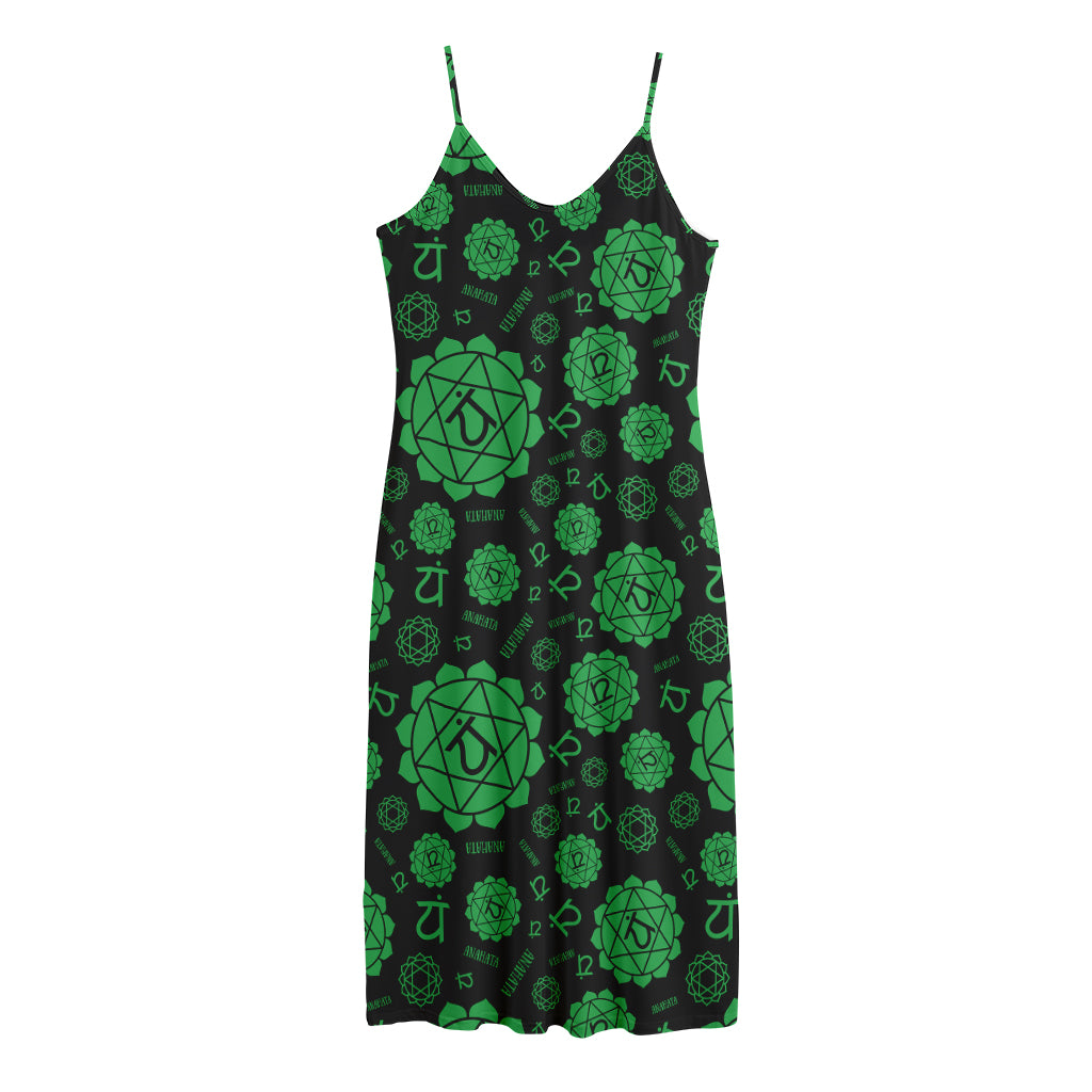 Anahata Chakra Pattern Print Jersey Midi Cami Dress