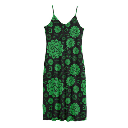 Anahata Chakra Pattern Print Jersey Midi Cami Dress