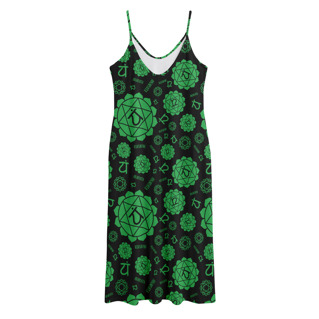 Anahata Chakra Pattern Print Jersey Midi Cami Dress