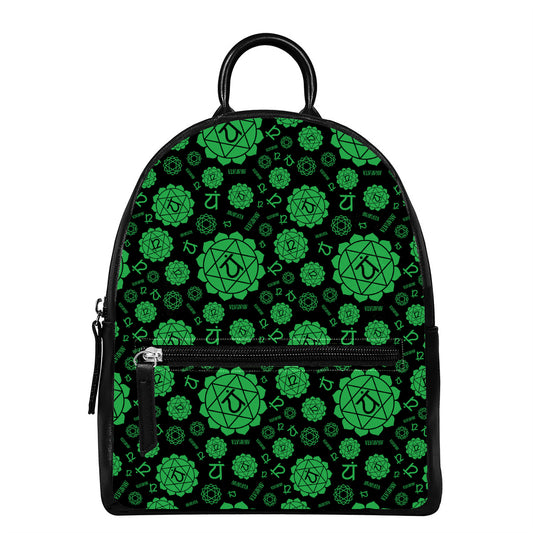 Anahata Chakra Pattern Print Leather Backpack