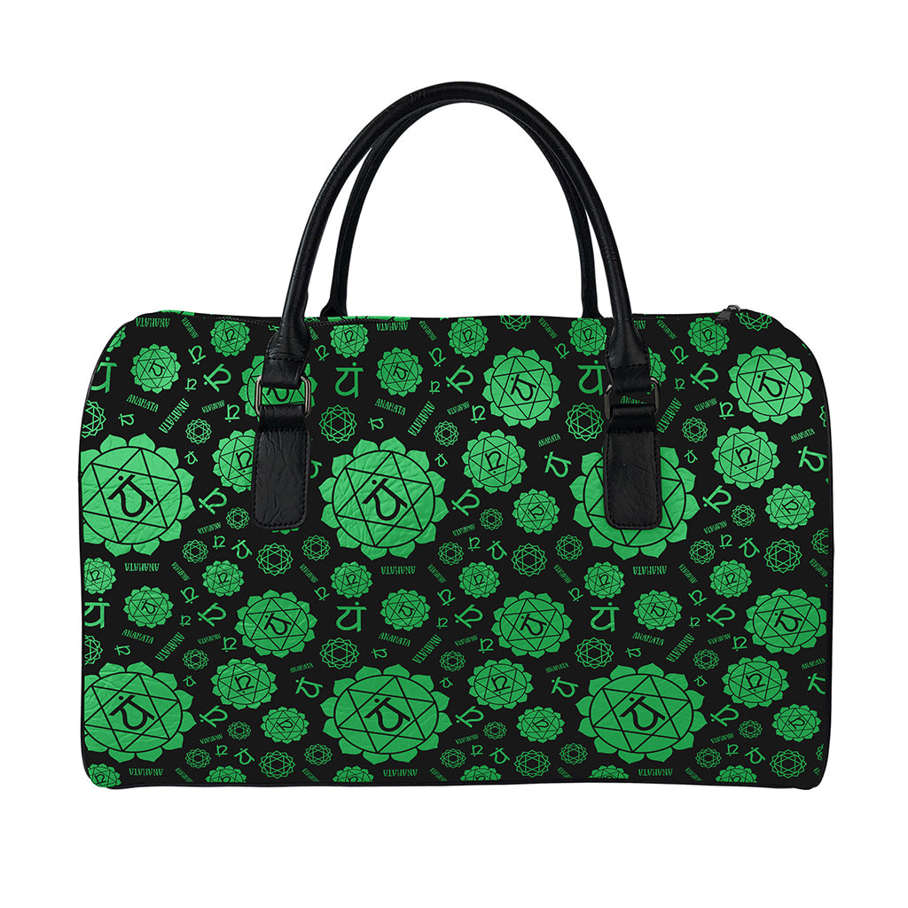 Anahata Chakra Pattern Print Leather Duffle Bag