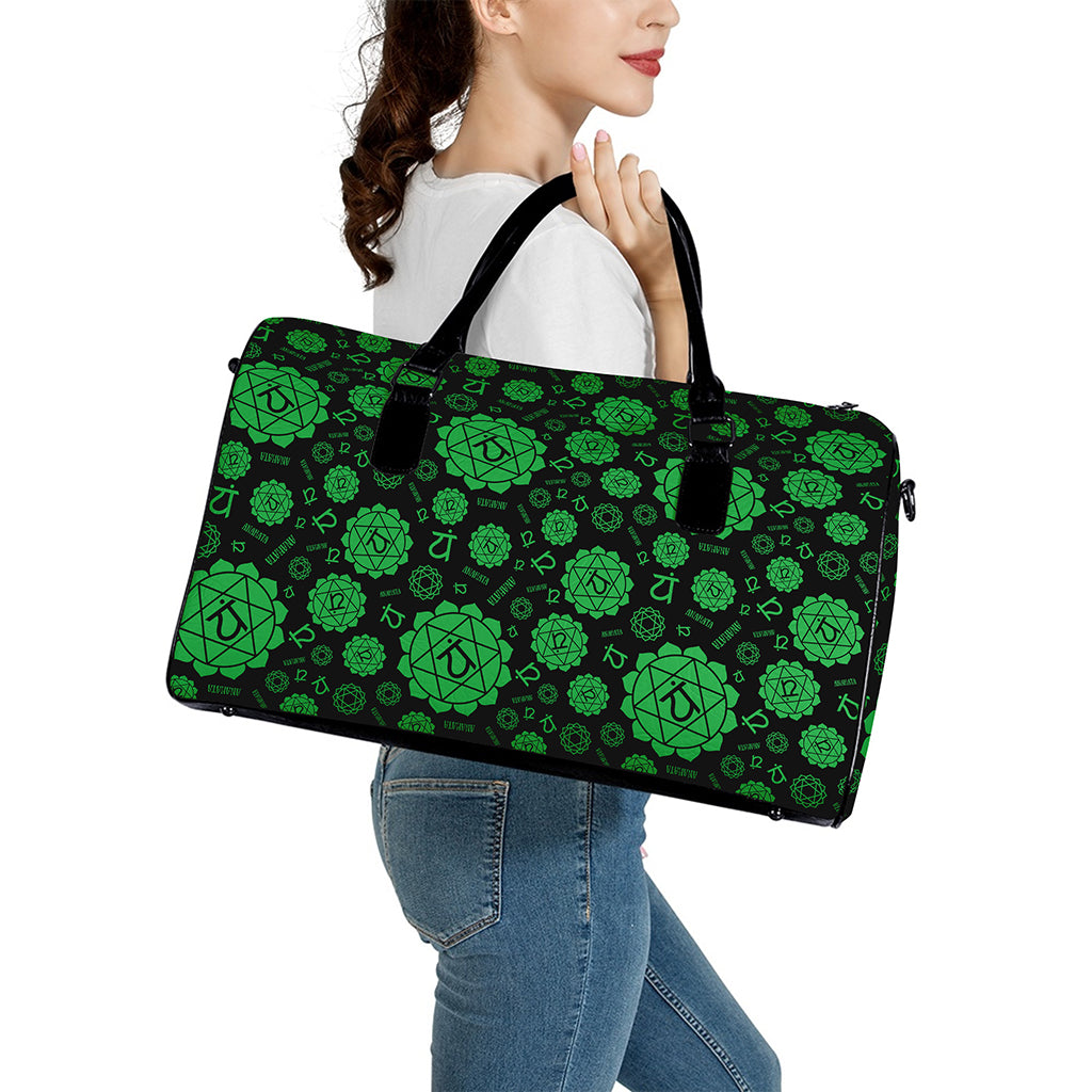Anahata Chakra Pattern Print Leather Duffle Bag