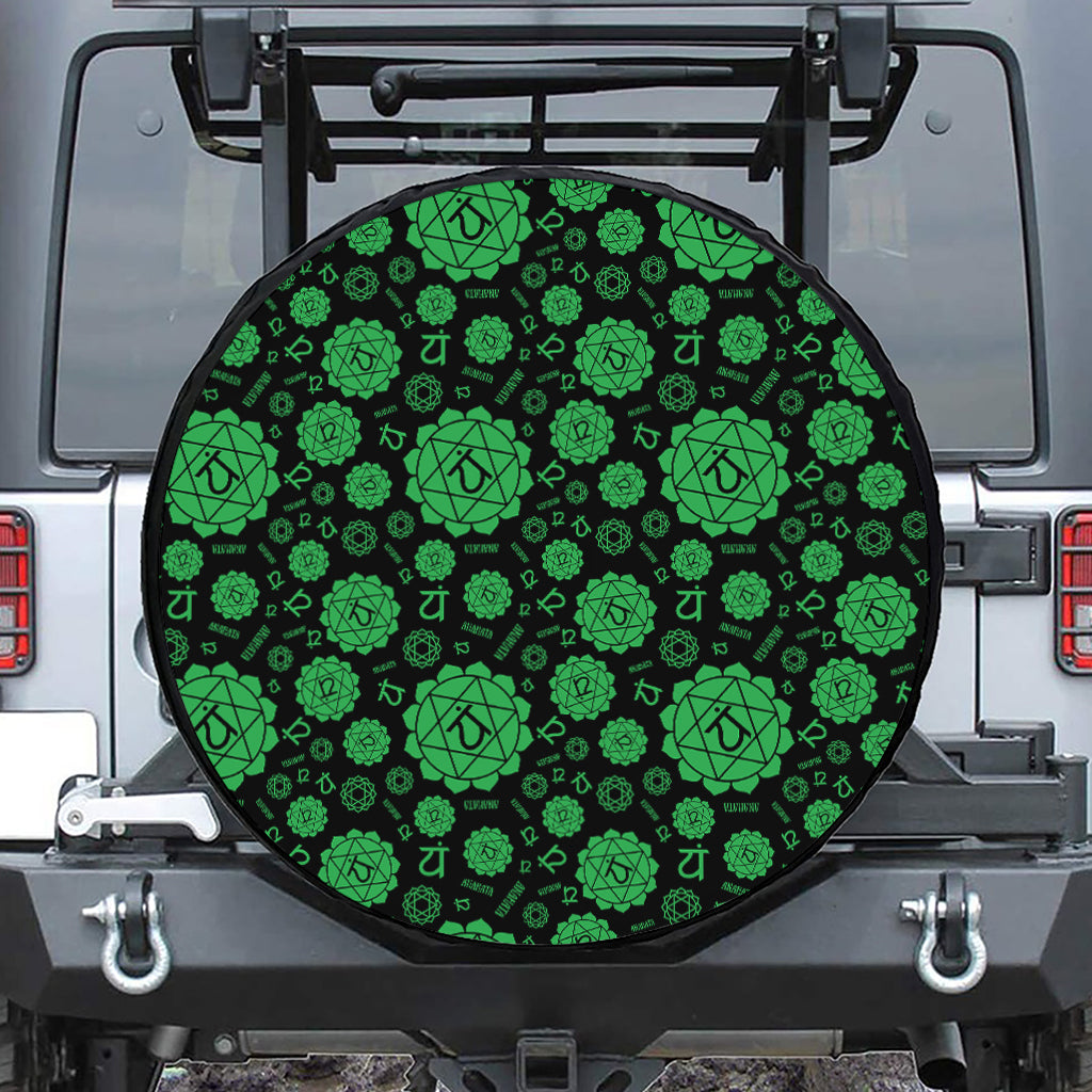 Anahata Chakra Pattern Print Leather Spare Tire Cover