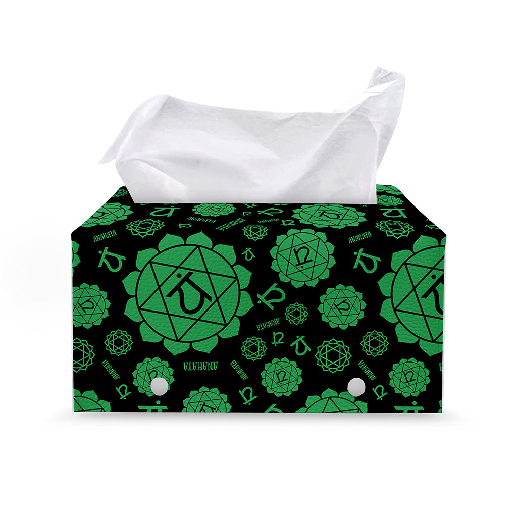 Anahata Chakra Pattern Print Leather Tissue Box Cover
