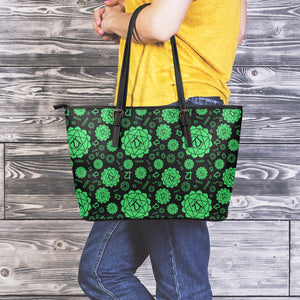 Anahata Chakra Pattern Print Leather Tote Bag