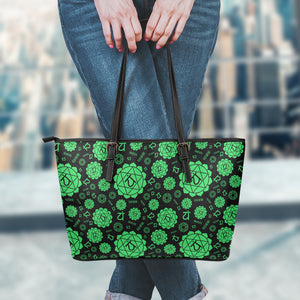 Anahata Chakra Pattern Print Leather Tote Bag