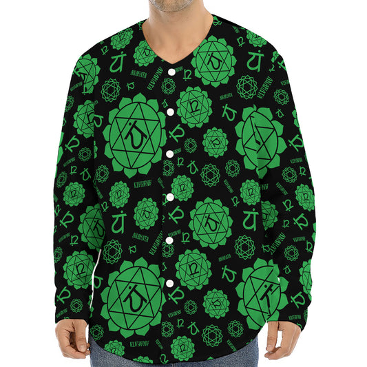 Anahata Chakra Pattern Print Long Sleeve Baseball Jersey