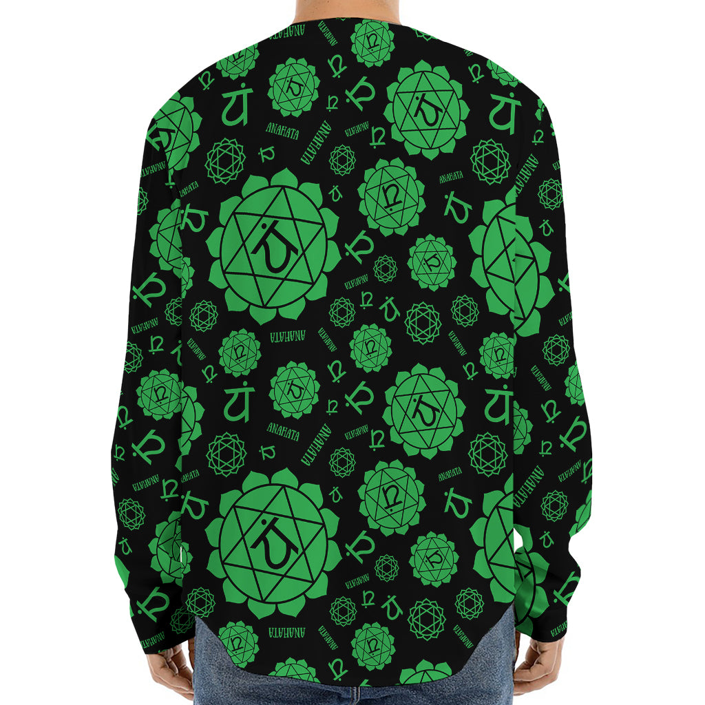 Anahata Chakra Pattern Print Long Sleeve Baseball Jersey