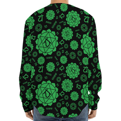 Anahata Chakra Pattern Print Long Sleeve Baseball Jersey