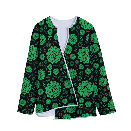 Anahata Chakra Pattern Print Long Sleeve Short Coat