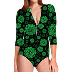 Anahata Chakra Pattern Print Long Sleeve Swimsuit