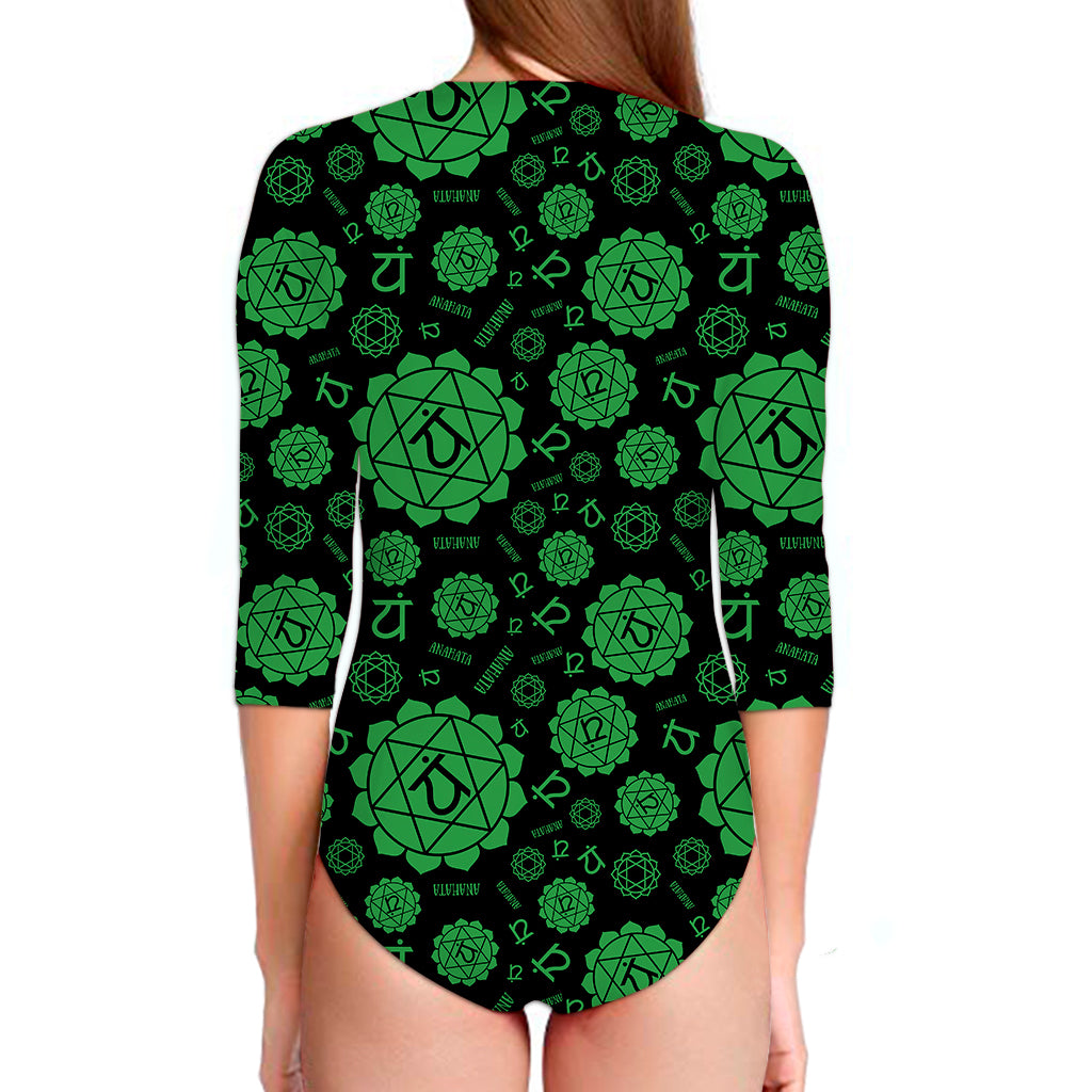 Anahata Chakra Pattern Print Long Sleeve Swimsuit