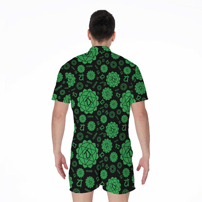 Anahata Chakra Pattern Print Men's Rompers