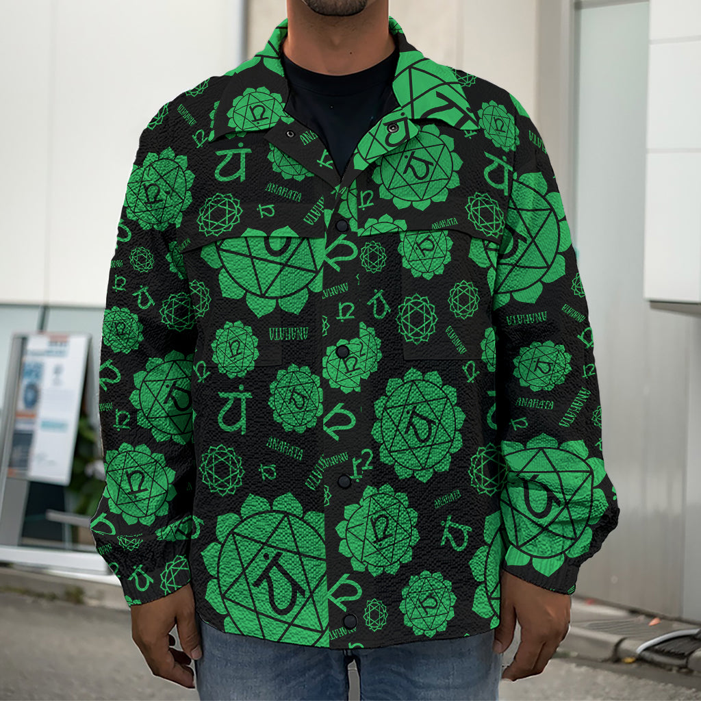 Anahata Chakra Pattern Print Men's Shirt Jacket