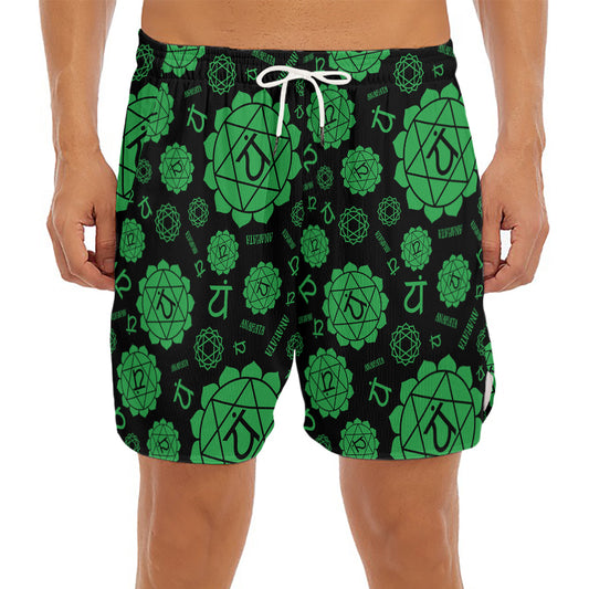 Anahata Chakra Pattern Print Men's Split Running Shorts