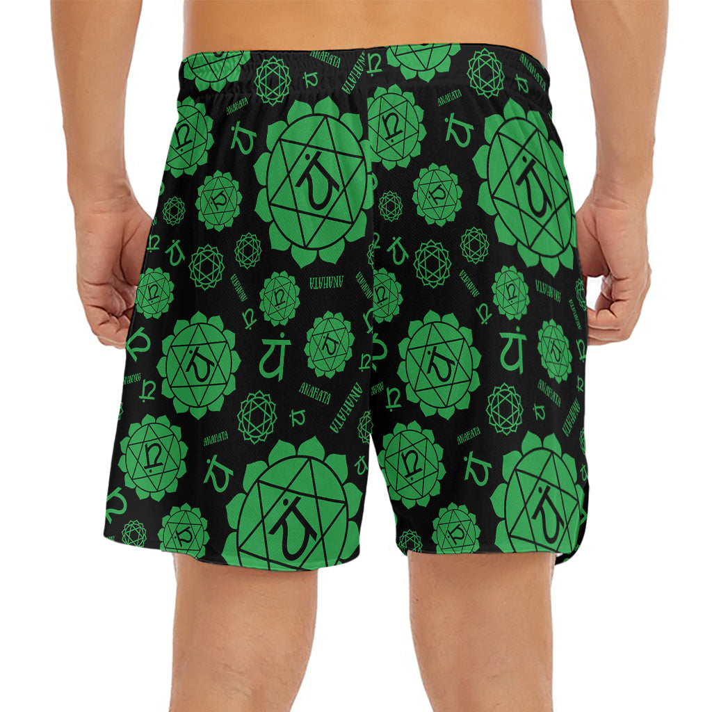 Anahata Chakra Pattern Print Men's Split Running Shorts