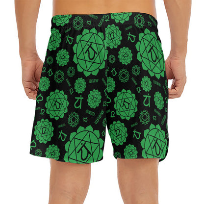 Anahata Chakra Pattern Print Men's Split Running Shorts