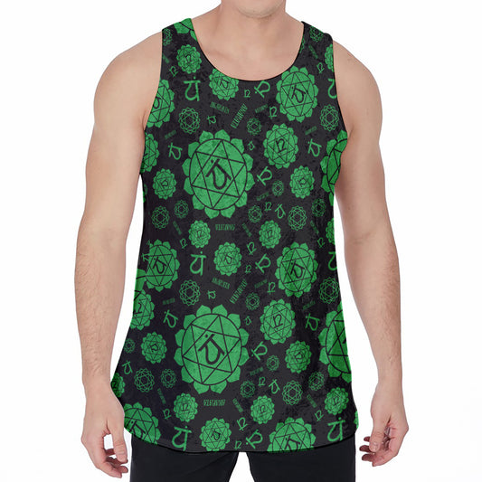 Anahata Chakra Pattern Print Men's Velvet Tank Top