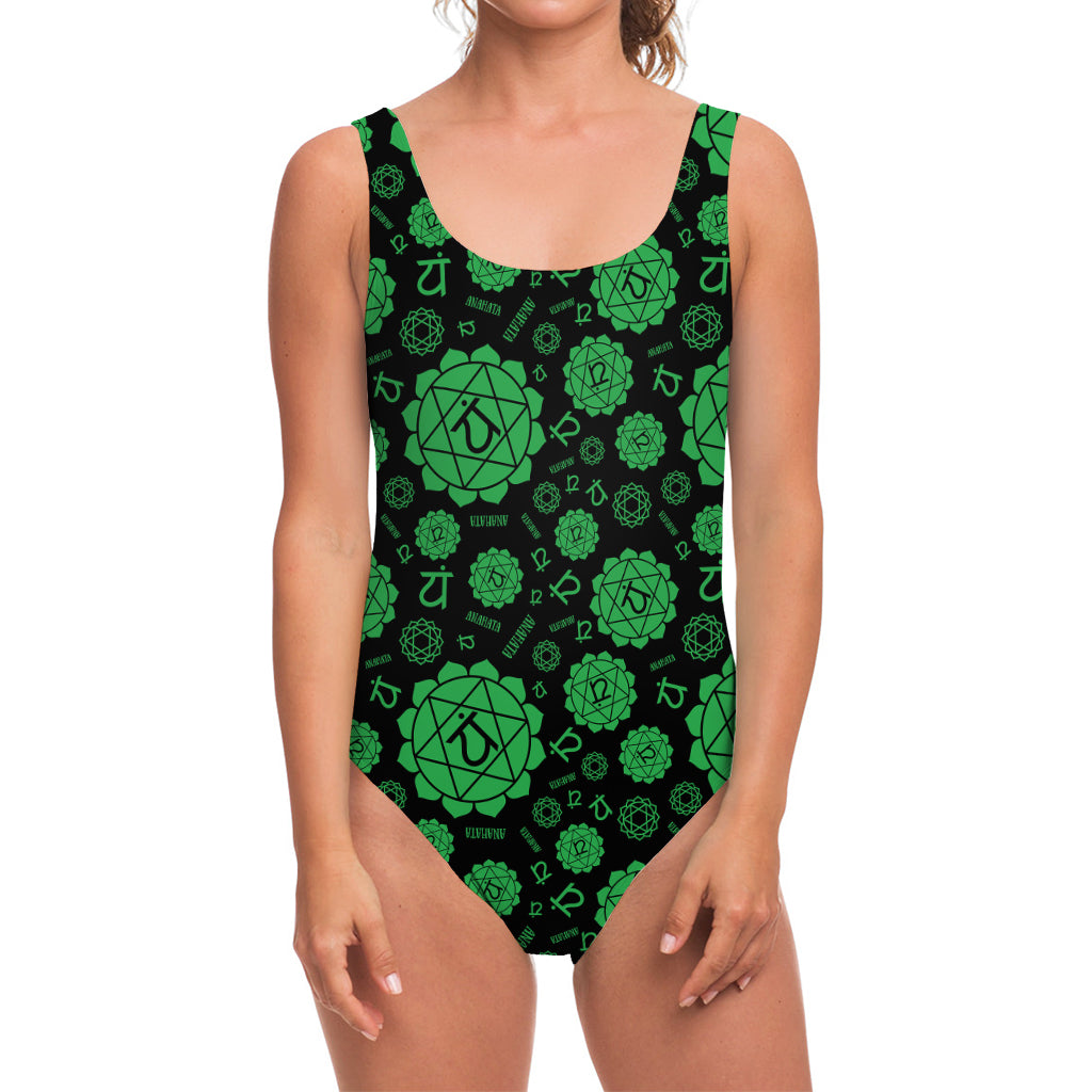 Anahata Chakra Pattern Print One Piece Swimsuit