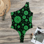 Anahata Chakra Pattern Print One Shoulder Bodysuit