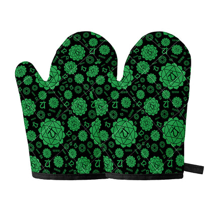 Anahata Chakra Pattern Print Oven Mitts