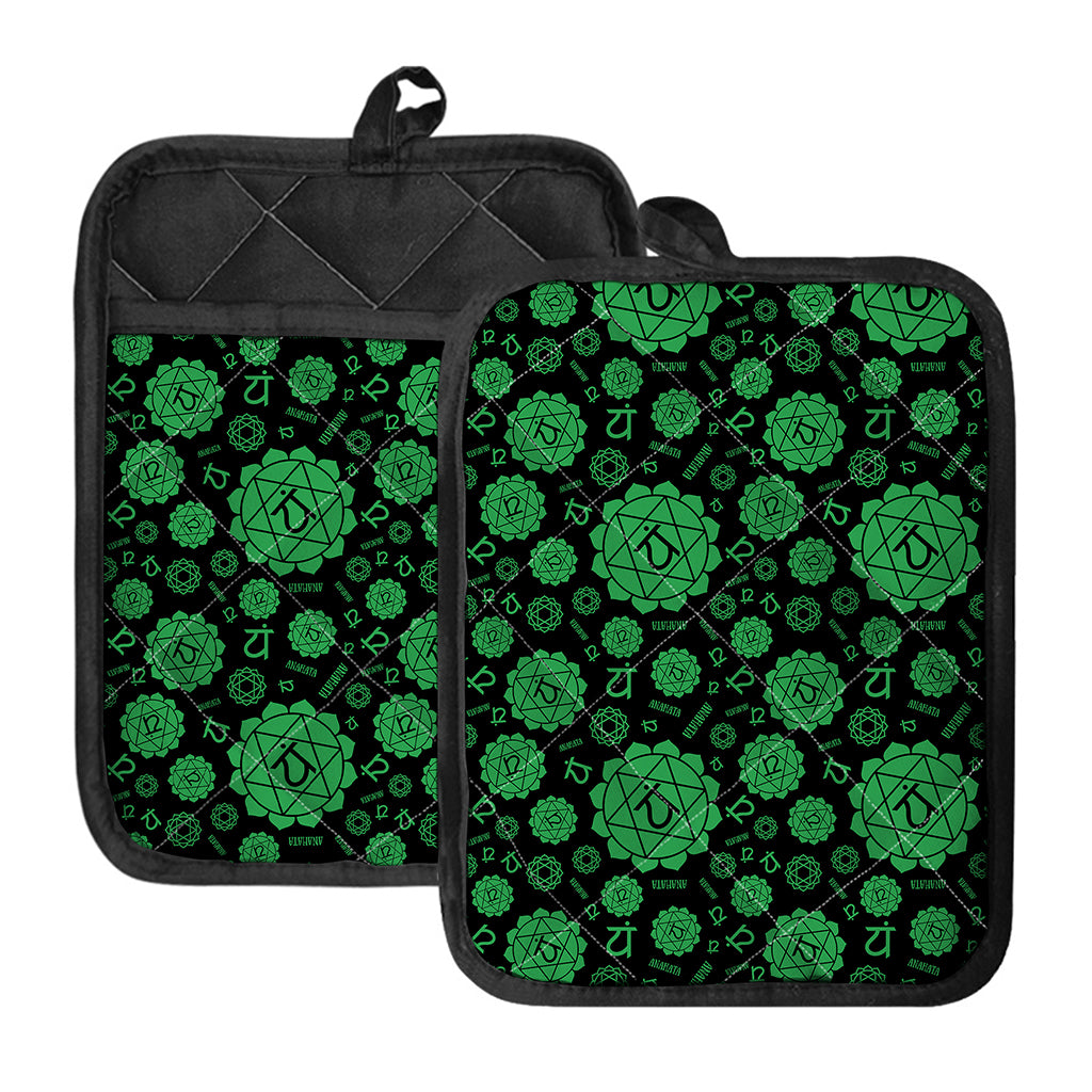 Anahata Chakra Pattern Print Pot Holders With Pocket