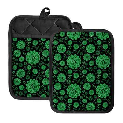 Anahata Chakra Pattern Print Pot Holders With Pocket